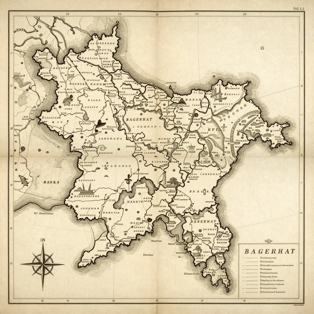 Bagerhat, Bangladesh Vintage Map