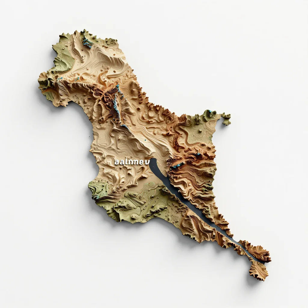 Balombo, Angola 3D Topographic