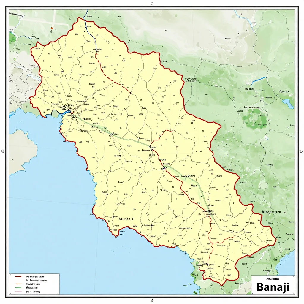 Banaj, Albania Political Map