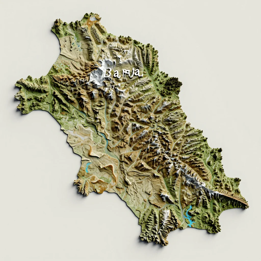 Banaj, Albania Topographic Map