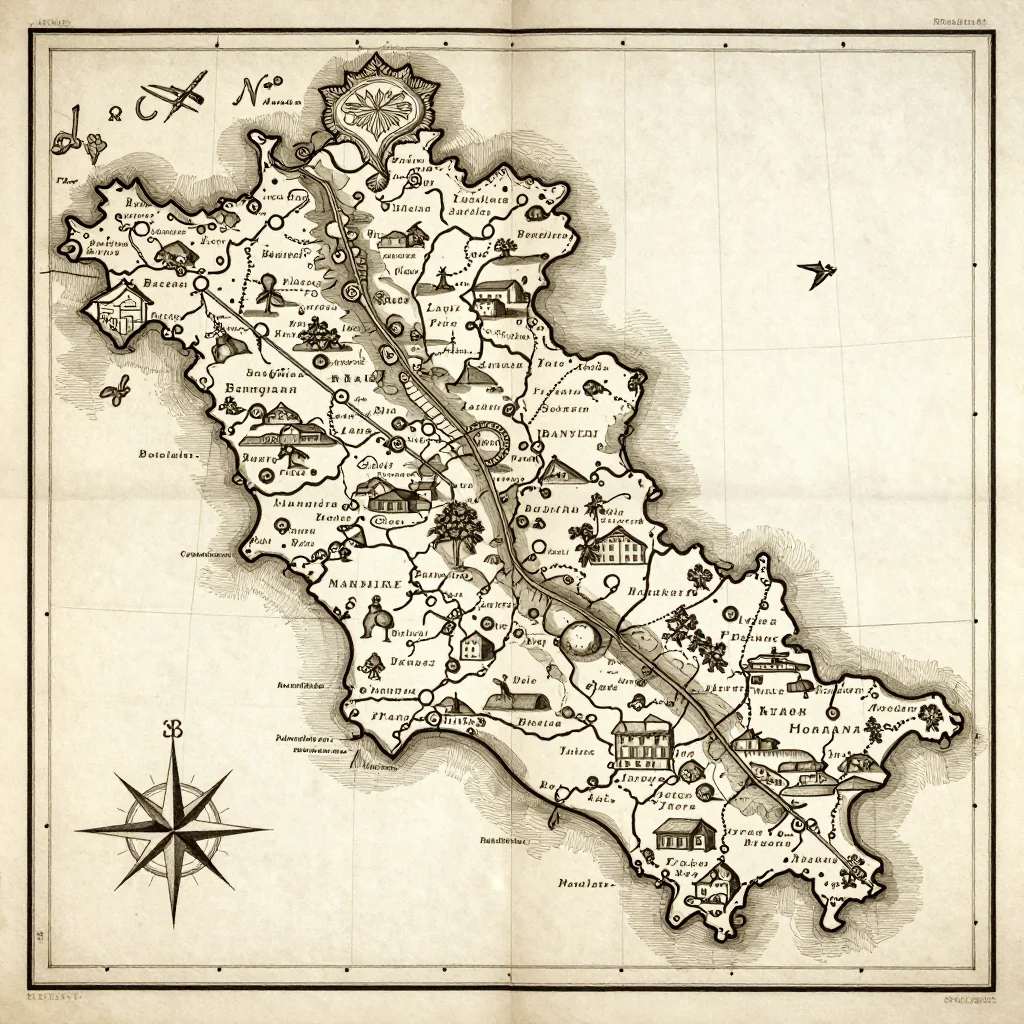 Banaj, Albania Vintage Map