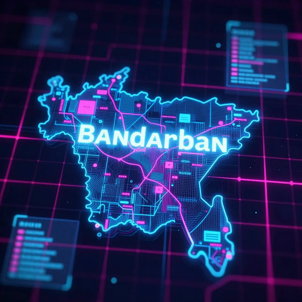 Bandarban, Bangladesh Cyberpunk Map