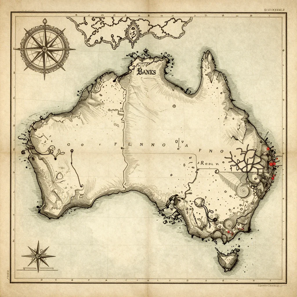 Banks, Australia Vintage Map