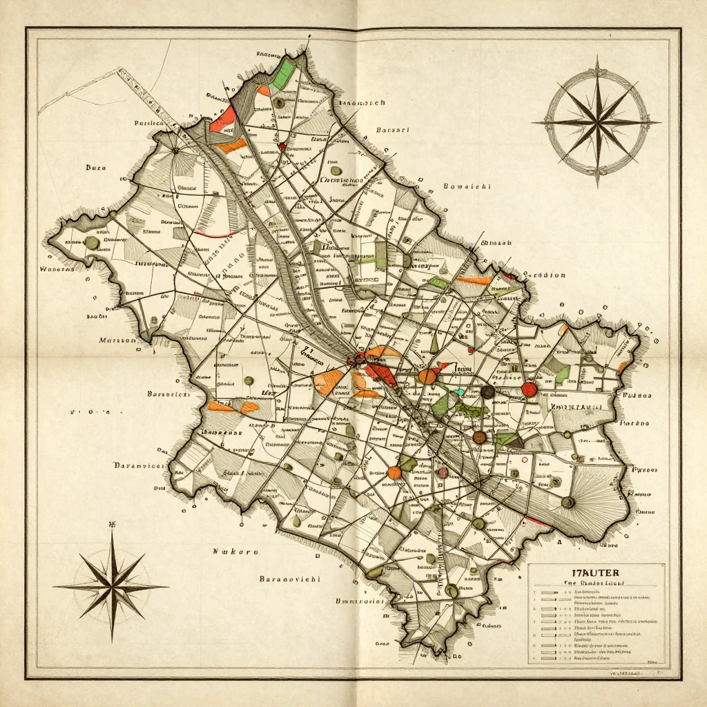 Baranovichi, Belarus Vintage Map