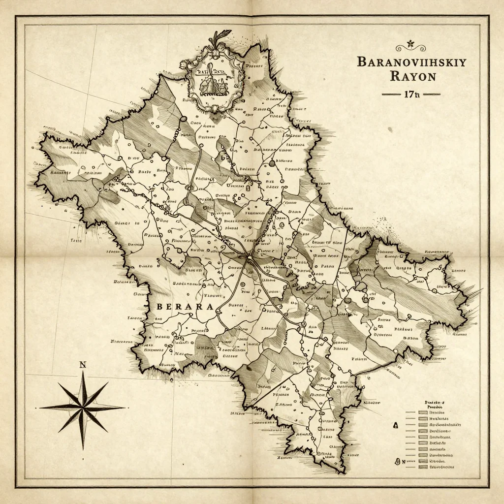 Baranovichskiy Rayon, Belarus Vintage Map