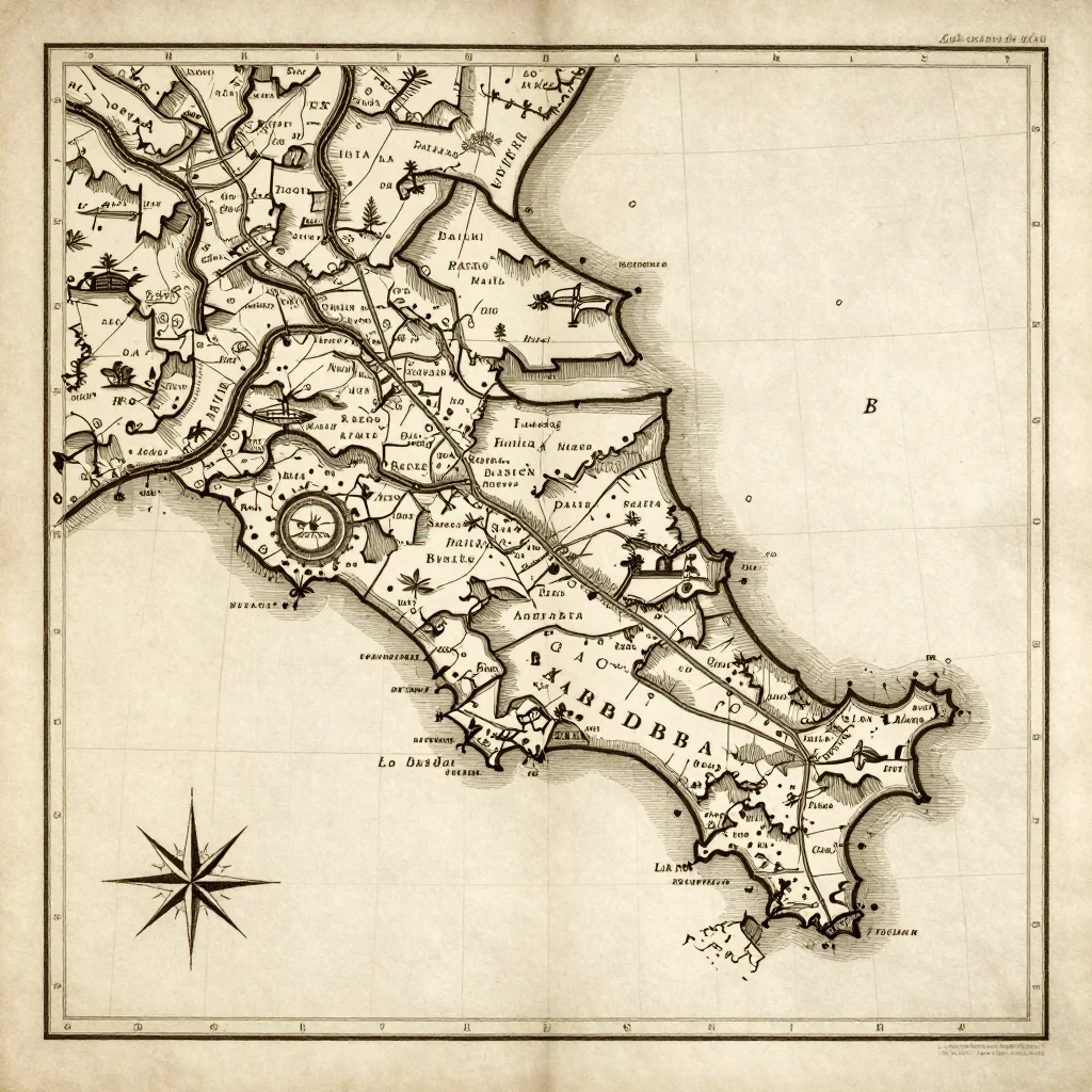 Barbados Vintage Map