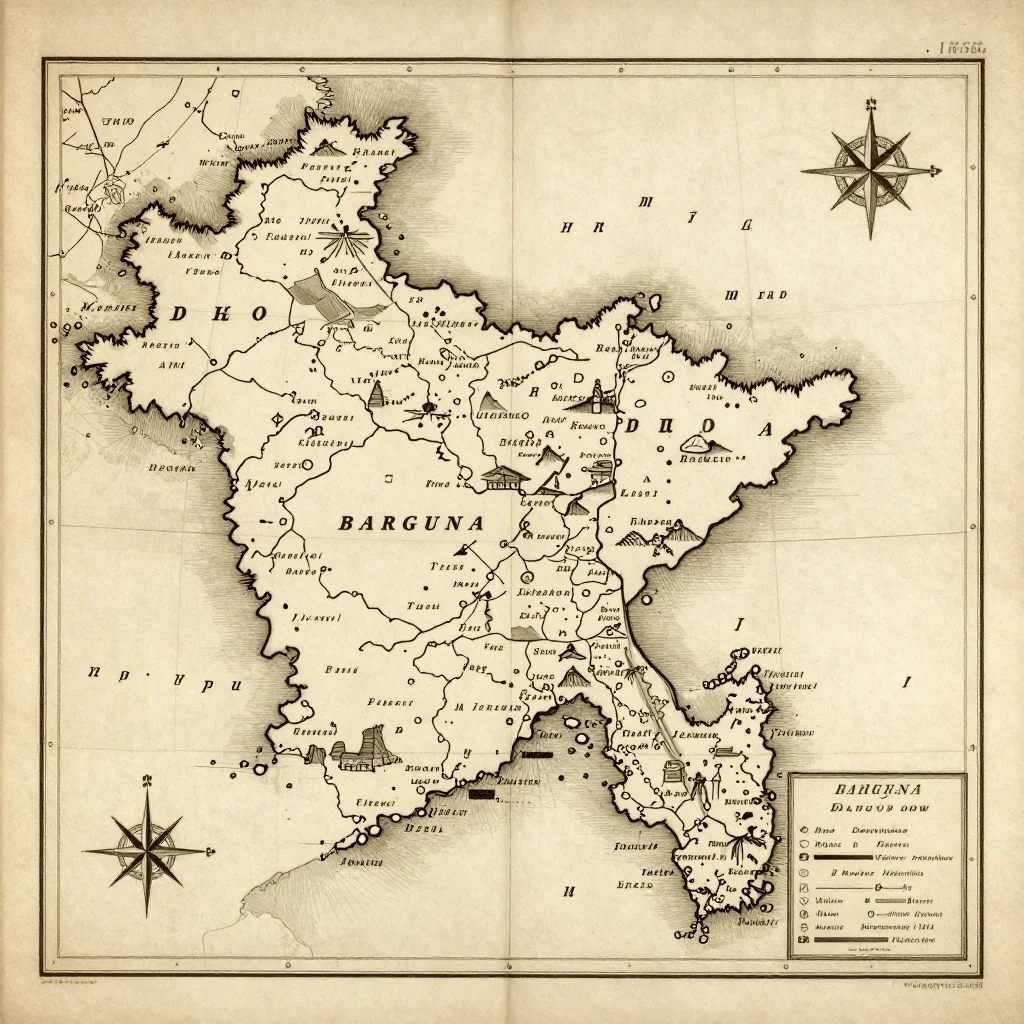 Barguna, Bangladesh Vintage Map