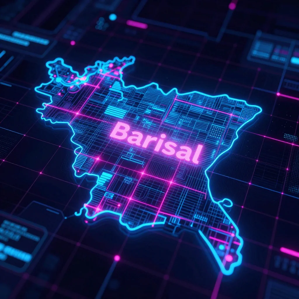 Barisal, Bangladesh Cyberpunk Map