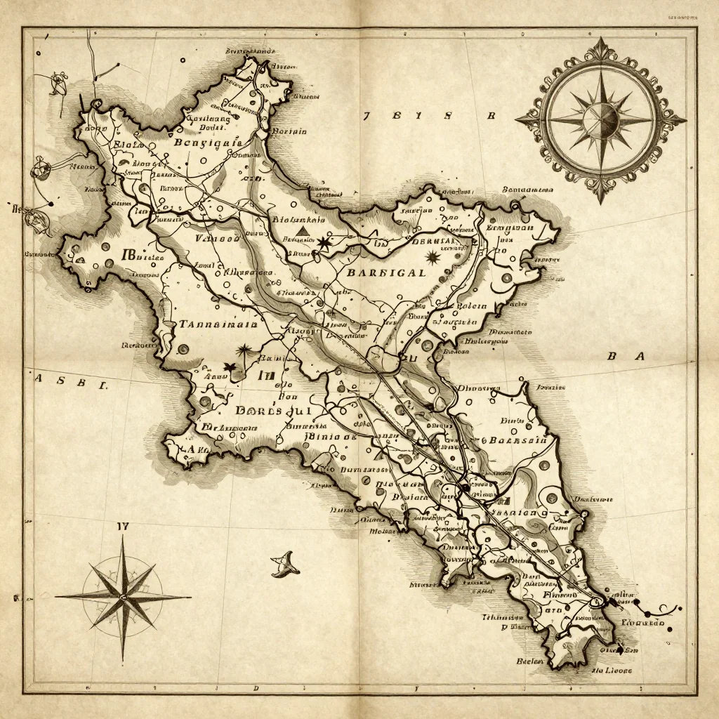 Barisal, Bangladesh Vintage Map