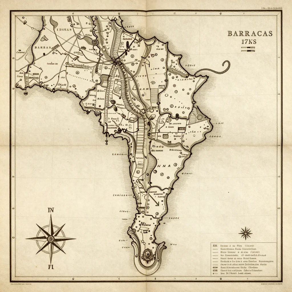 Barracas, Argentina Vintage Map