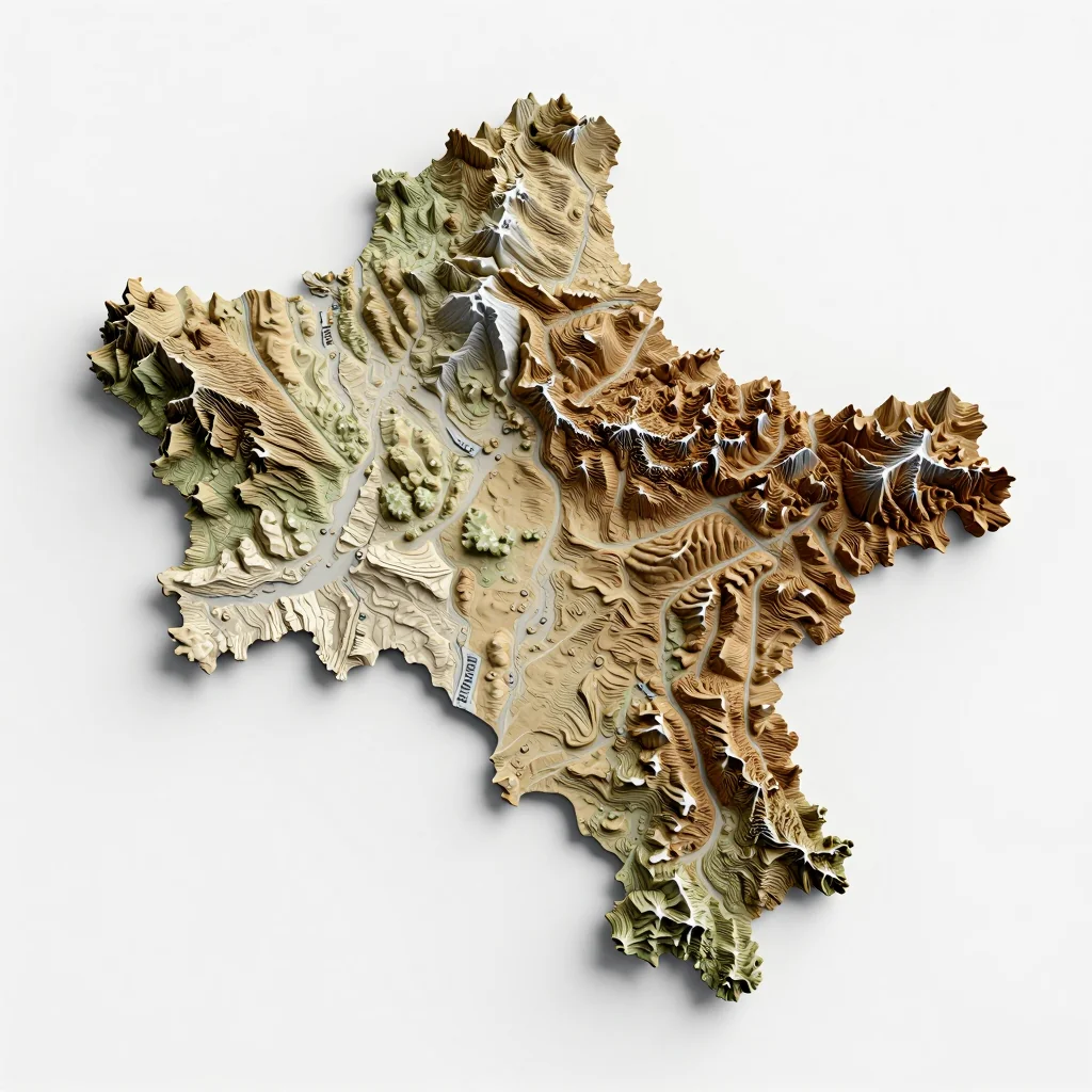 Bashkia Berat, Albania 3D Topographic