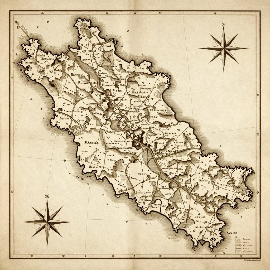 Bashkia Berat, Albania Vintage Map