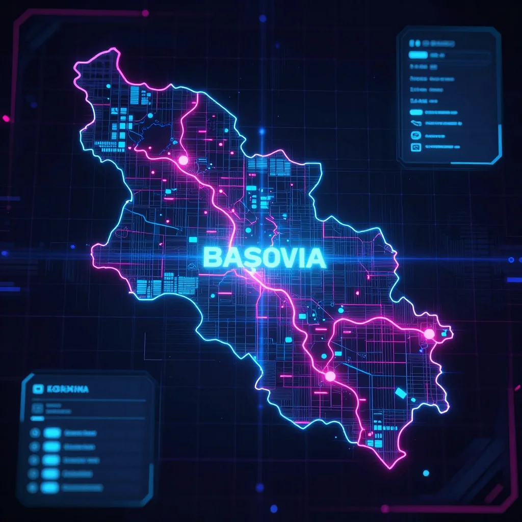 Bashkia Kuçovë, Albania Cyberpunk Map