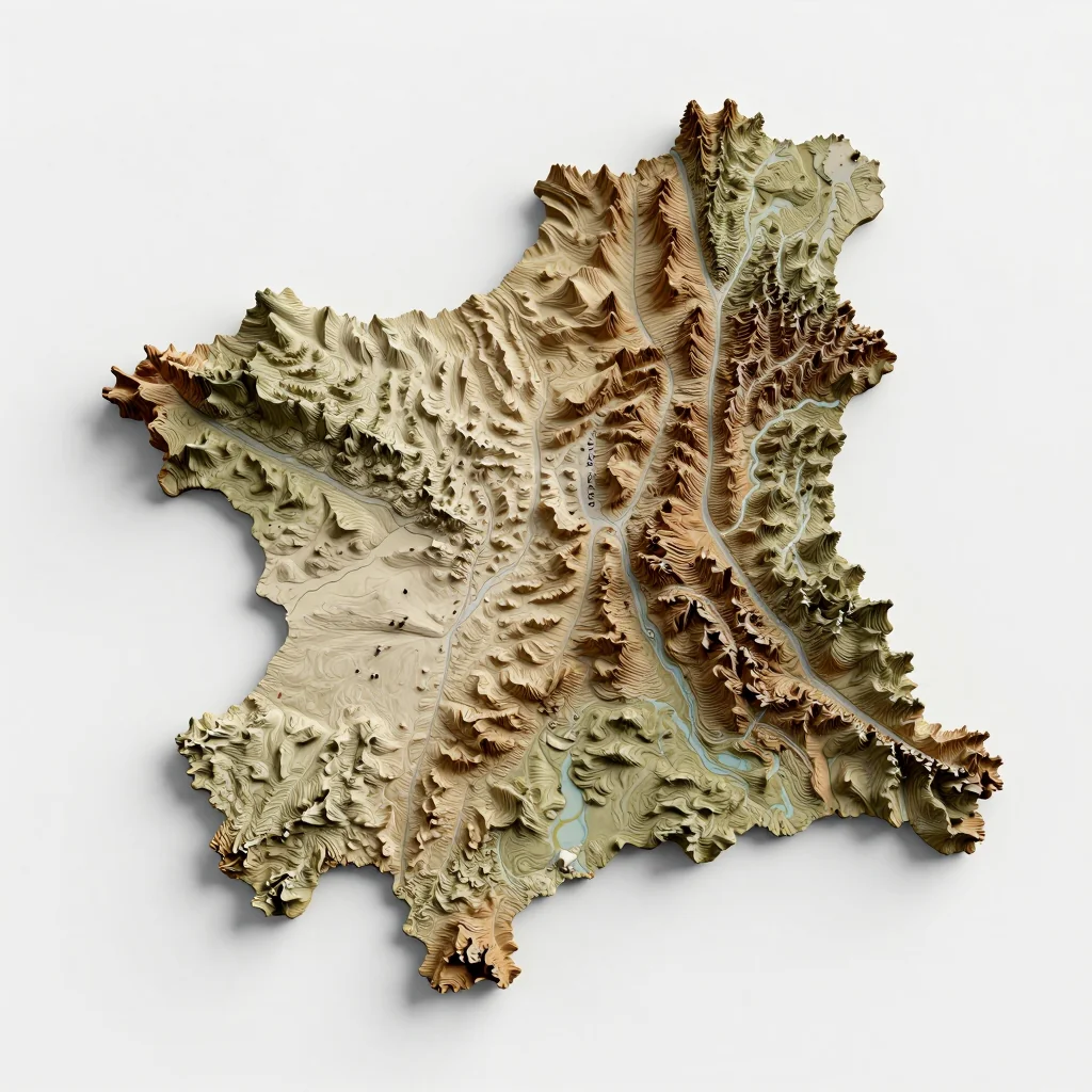 Bashkia Kuçovë, Albania 3D Topographic