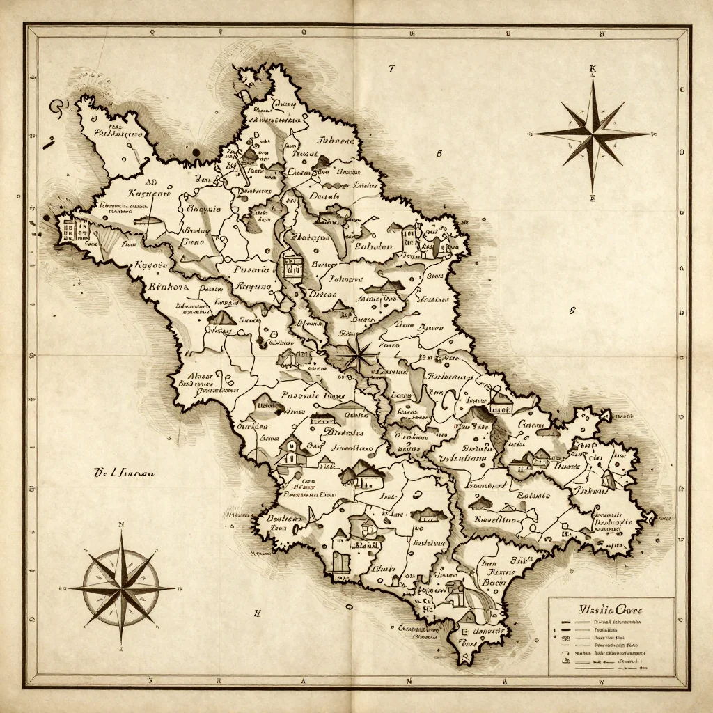 Bashkia Kuçovë, Albania Vintage Map