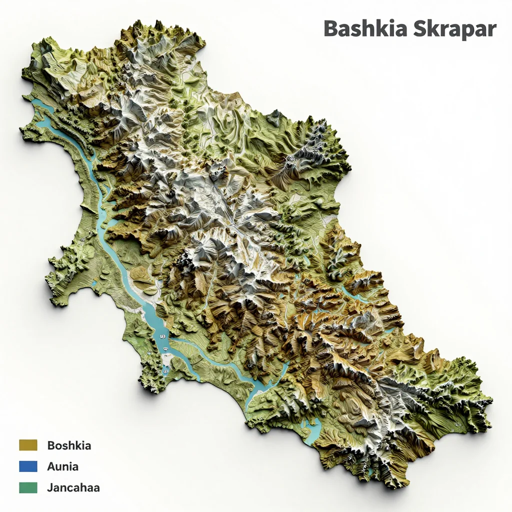 Bashkia Skrapar, Albania Topographic Map