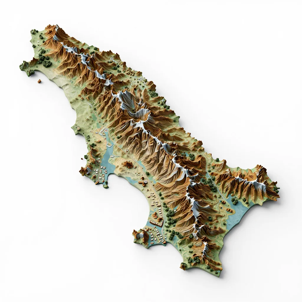 Isometric 3D topographic visualization showing elevation and terrain of Belize City, Belize