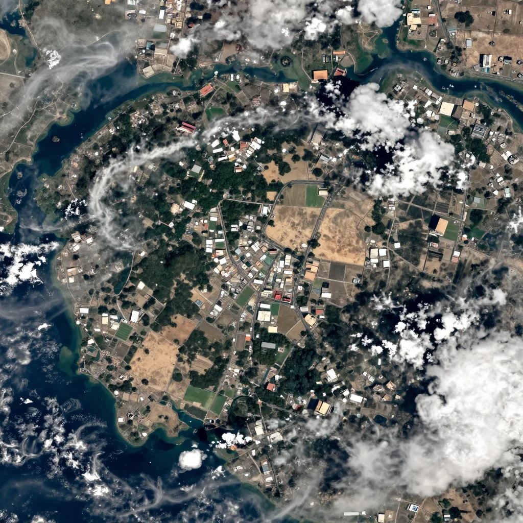 Satellite View of Belmopan, Belize from Space High-resolution satellite image of Belmopan, Belize showing land cover, urban areas, and natural features from space