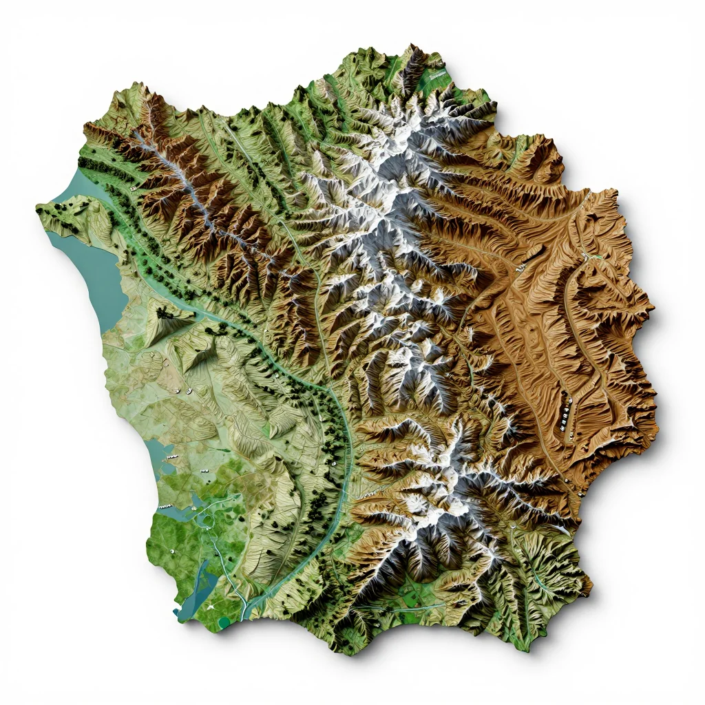 Topographic Relief Map of Belmopan, Belize 3D topographic map showing elevation contours, mountain ranges, and terrain features of Belmopan, Belize