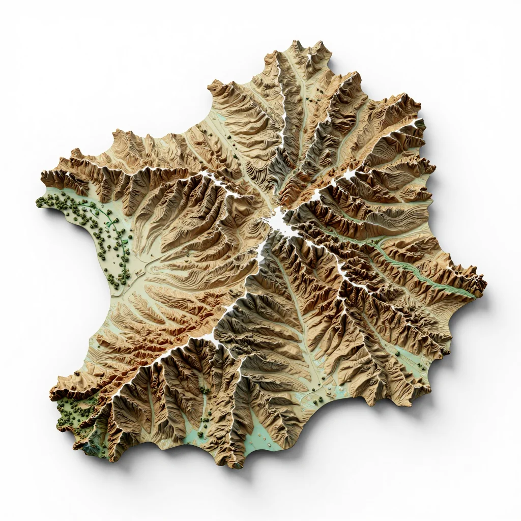 3D Isometric Topographic Map of Belmopan, Belize Isometric 3D topographic visualization showing elevation and terrain of Belmopan, Belize