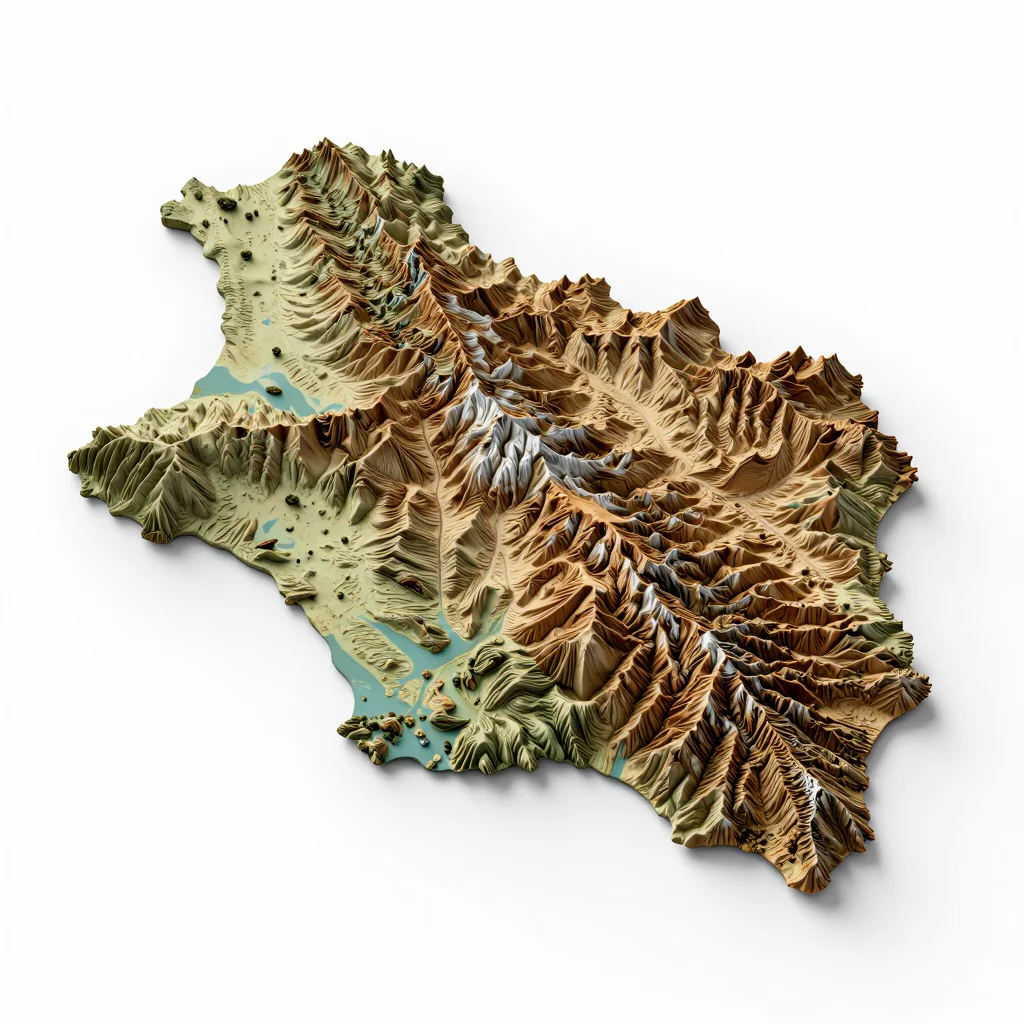 Isometric 3D topographic visualization showing elevation and terrain of Benque Viejo el Carmen, Belize