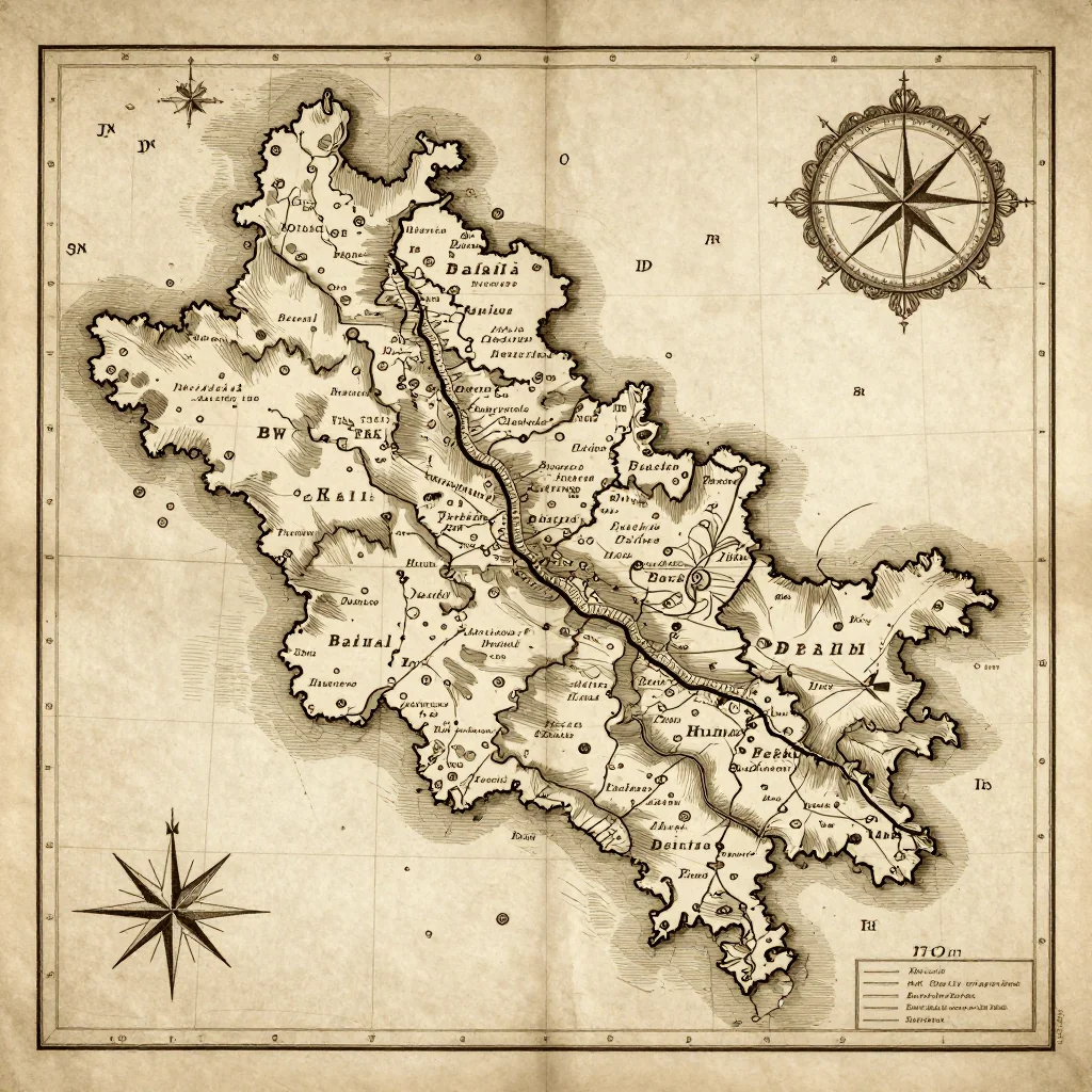 Berat, Albania Vintage Map