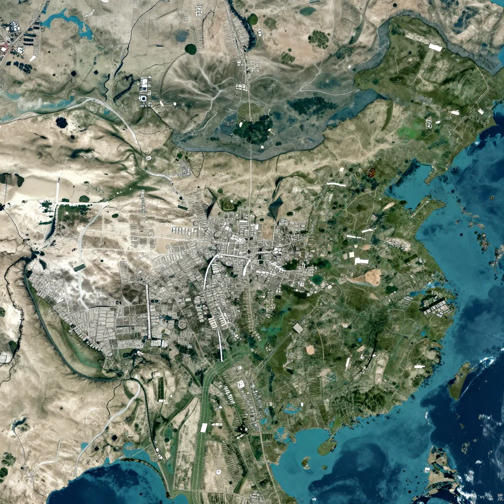 High-resolution satellite image of Bermuda showing land cover, urban areas, and natural features from space
