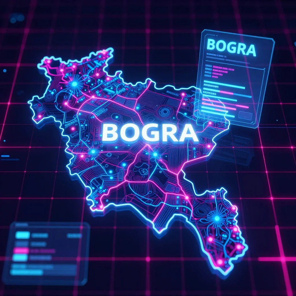 Bogra, Bangladesh Cyberpunk Map