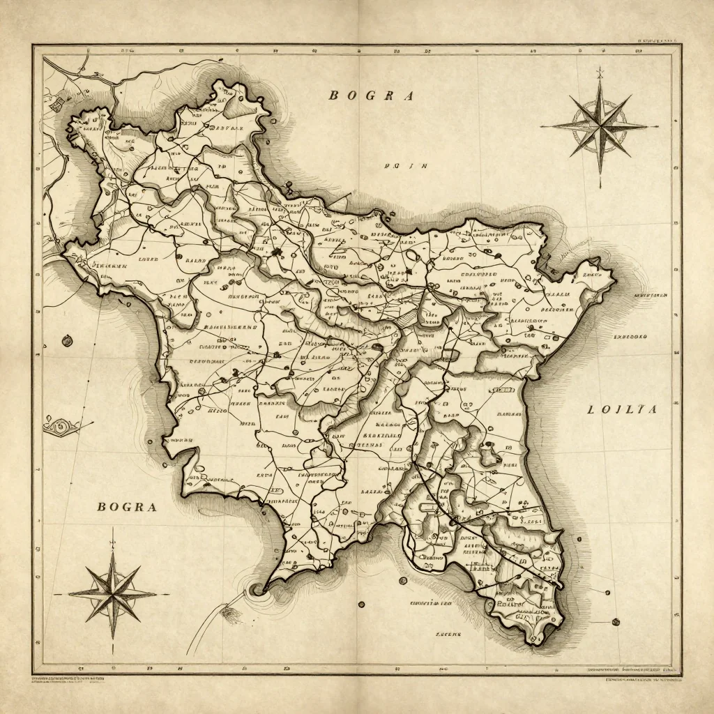 Bogra, Bangladesh Vintage Map