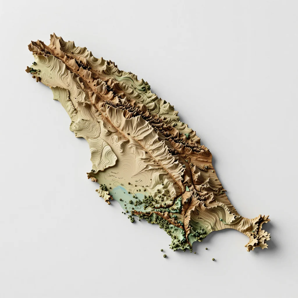 Bolands, Antigua and Barbuda 3D Topographic