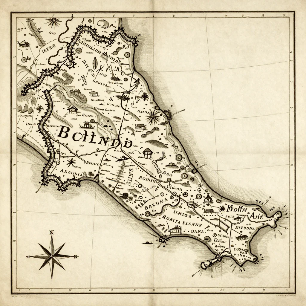 Bolands, Antigua and Barbuda Vintage Map