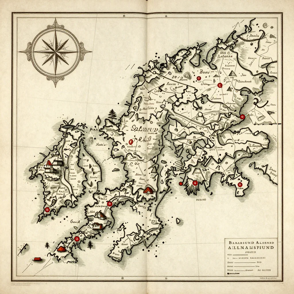 Bomarsund, Aland Islands Vintage Map