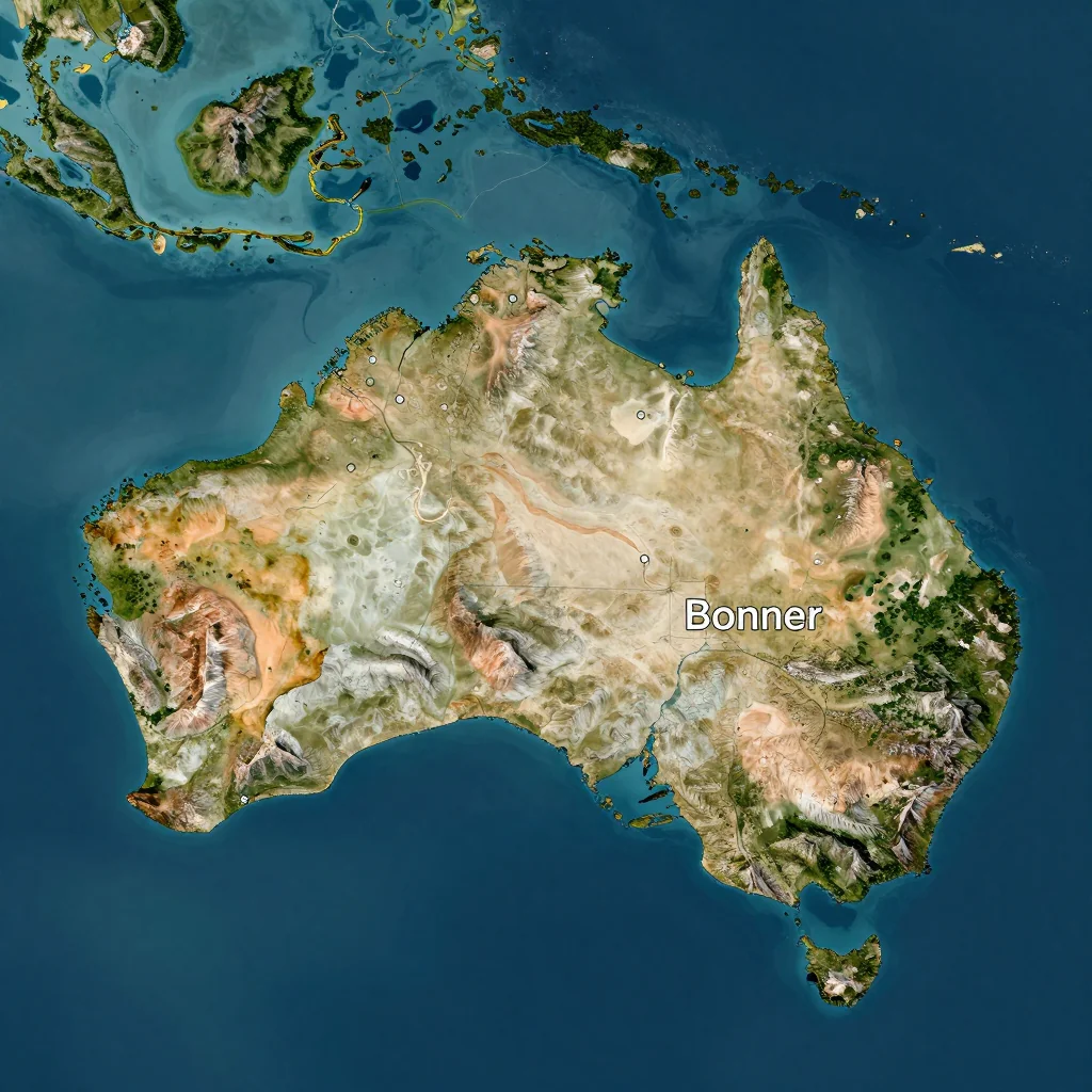 Bonner, Australia Physical Geography Map
