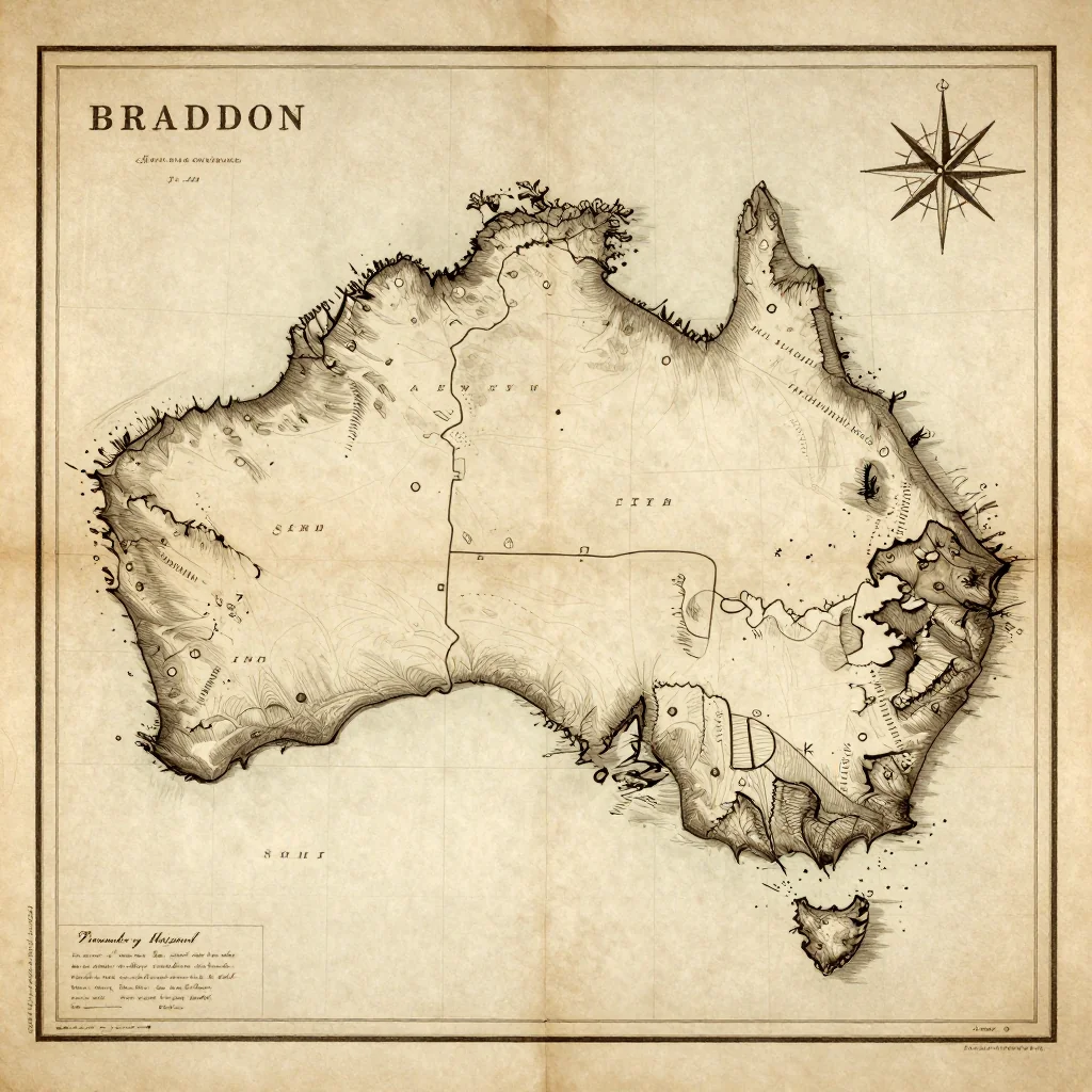 Braddon, Australia Vintage Map