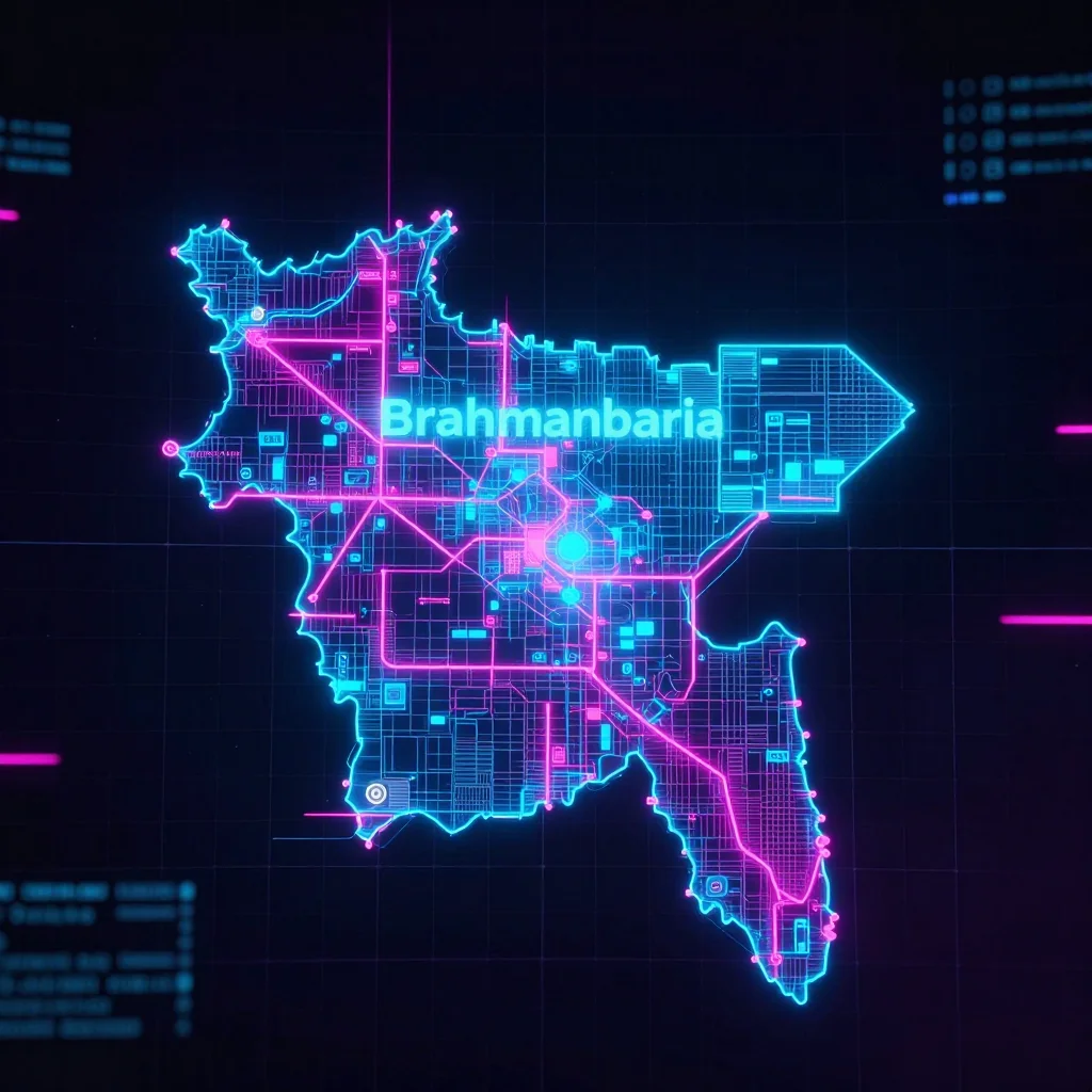 Brahmanbaria, Bangladesh Cyberpunk Map