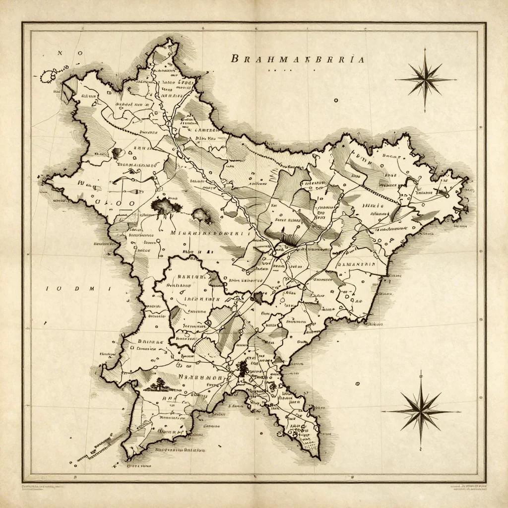 Brahmanbaria, Bangladesh Vintage Map