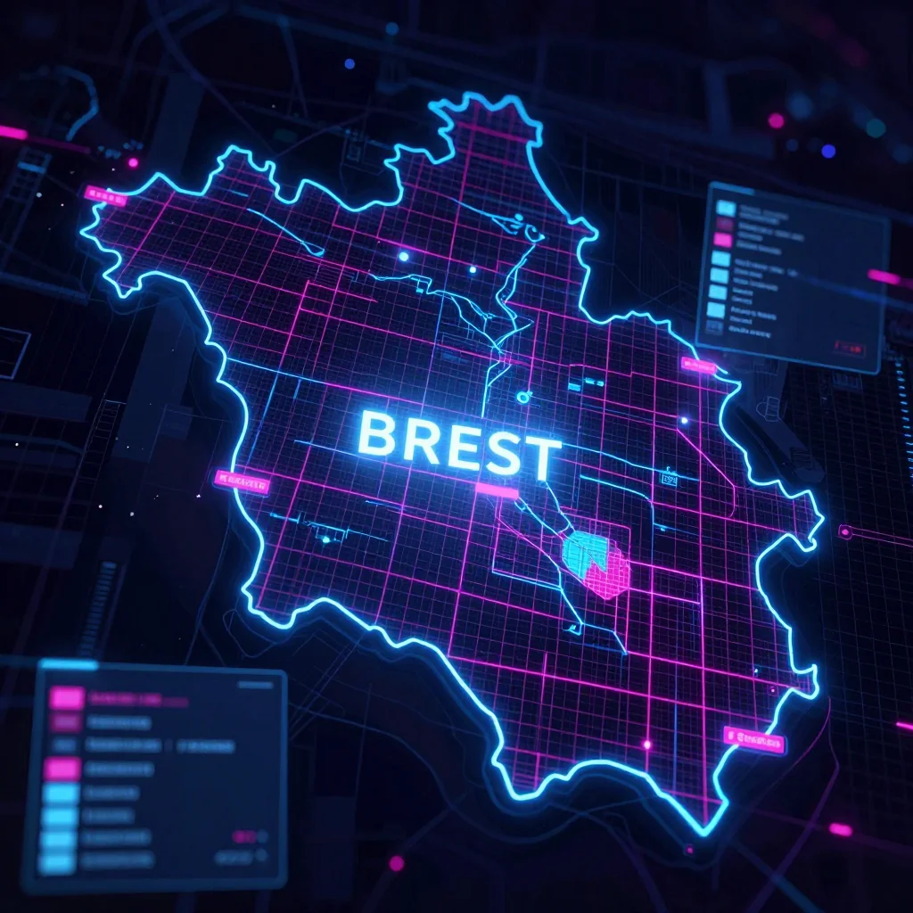 Brest, Belarus Cyberpunk Map