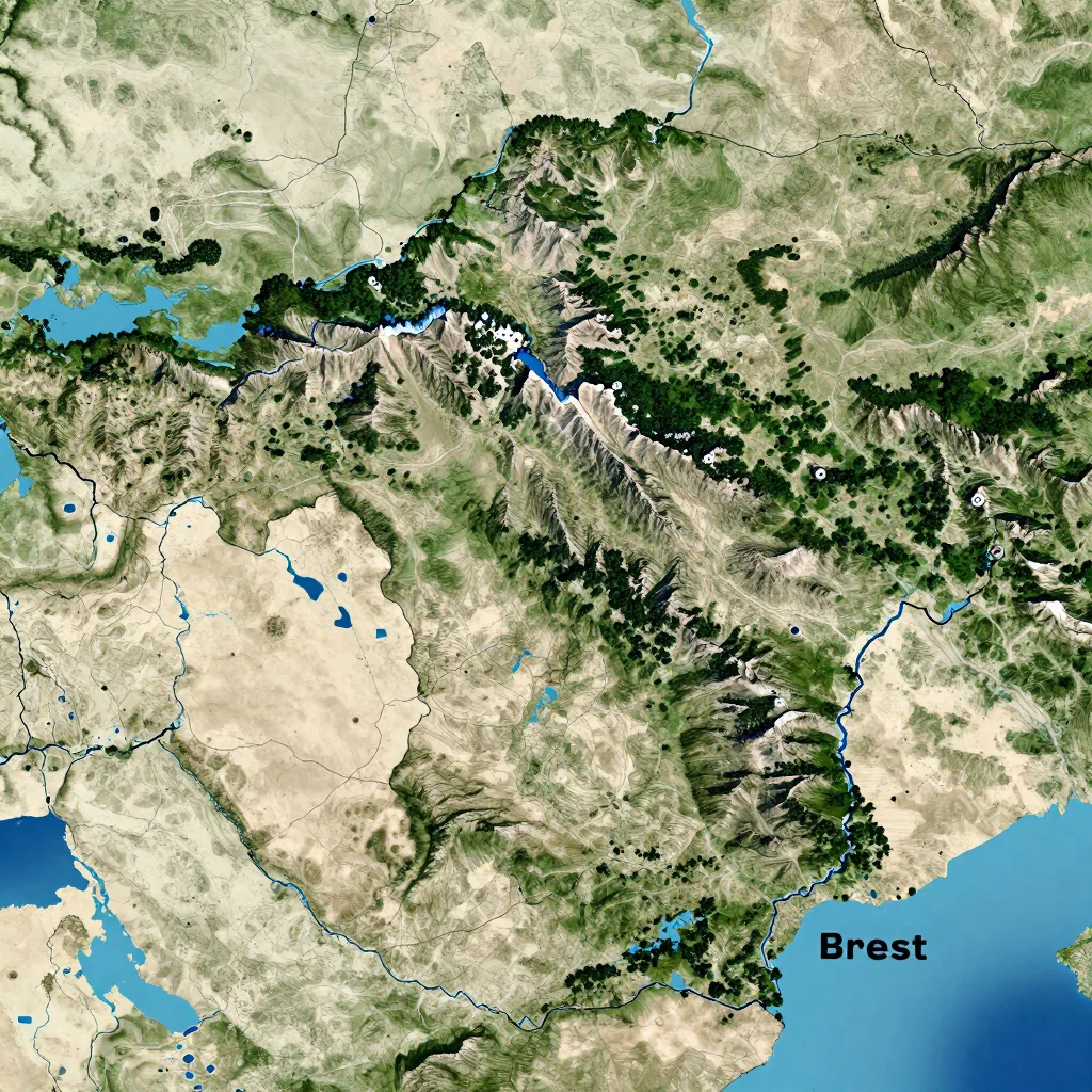 Brest, Belarus Physical Geography Map