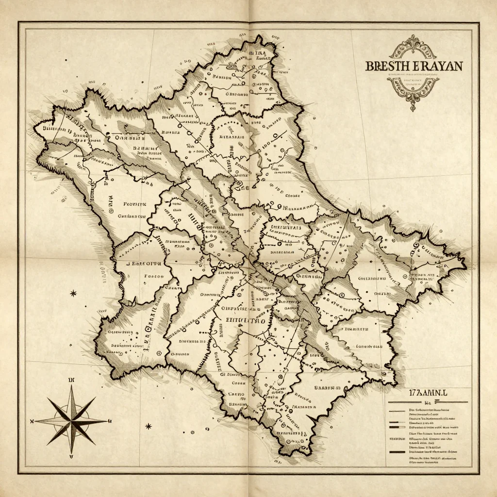 Brestski Rayon, Belarus Vintage Map