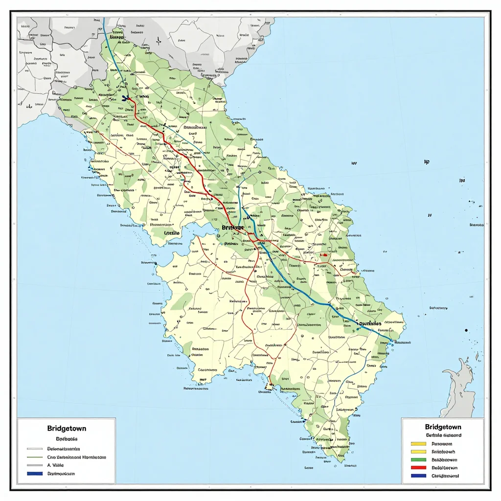 Bridgetown, Barbados Political Map