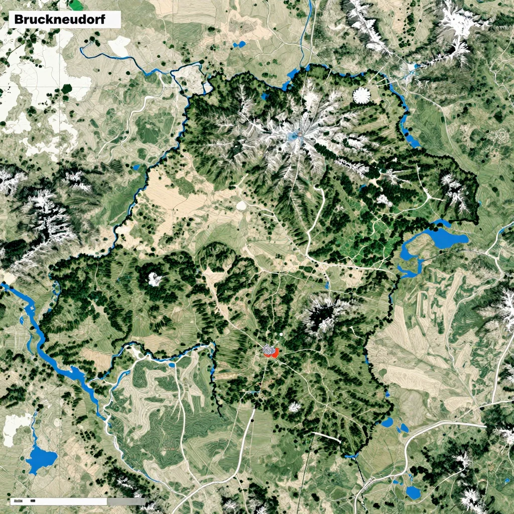 Bruckneudorf, Austria Physical Geography Map