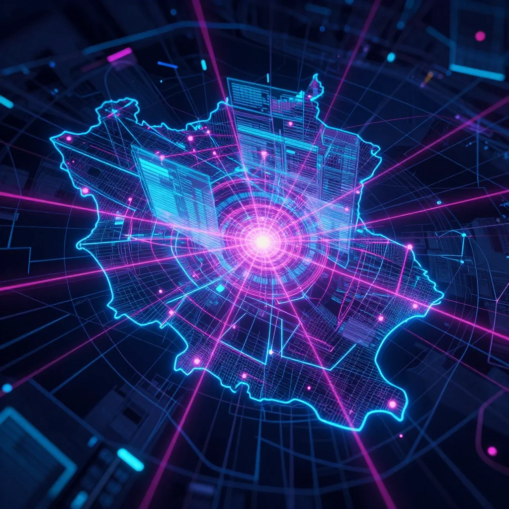 Brussels, Belgium Cyberpunk Map