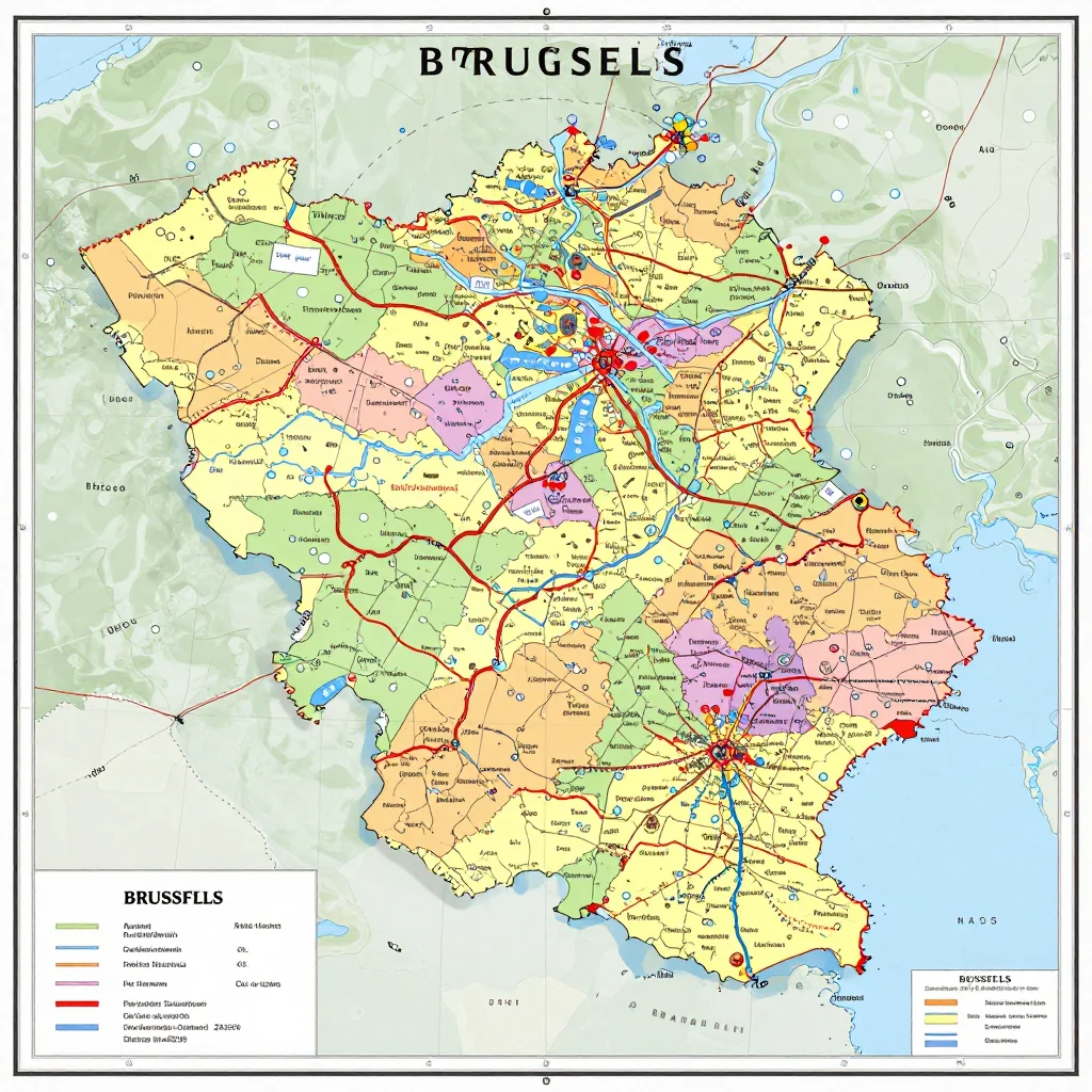 Brussels, Belgium Political Map