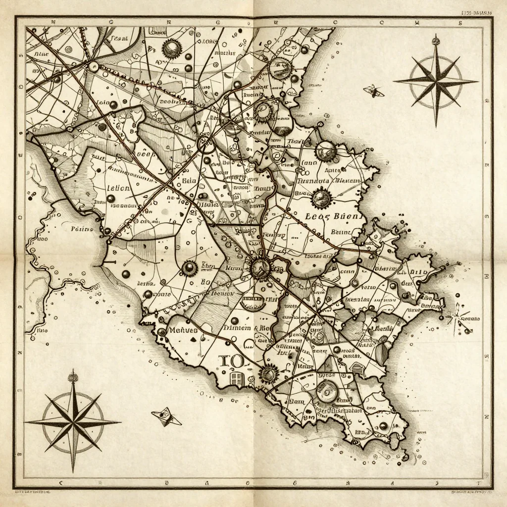 Brussels, Belgium Vintage Map