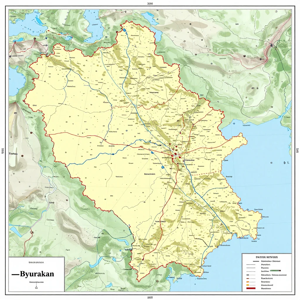 Byurakan, Armenia Political Map