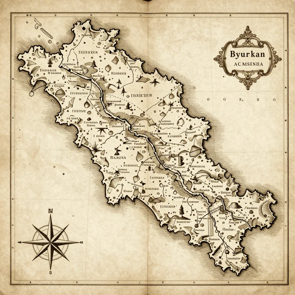 Byurakan, Armenia Vintage Map