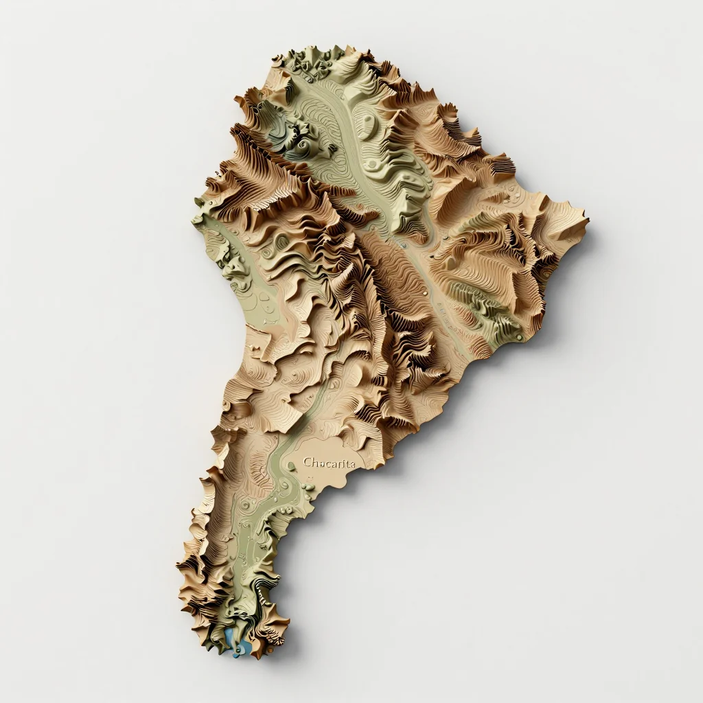 Chacarita, Argentina 3D Topographic