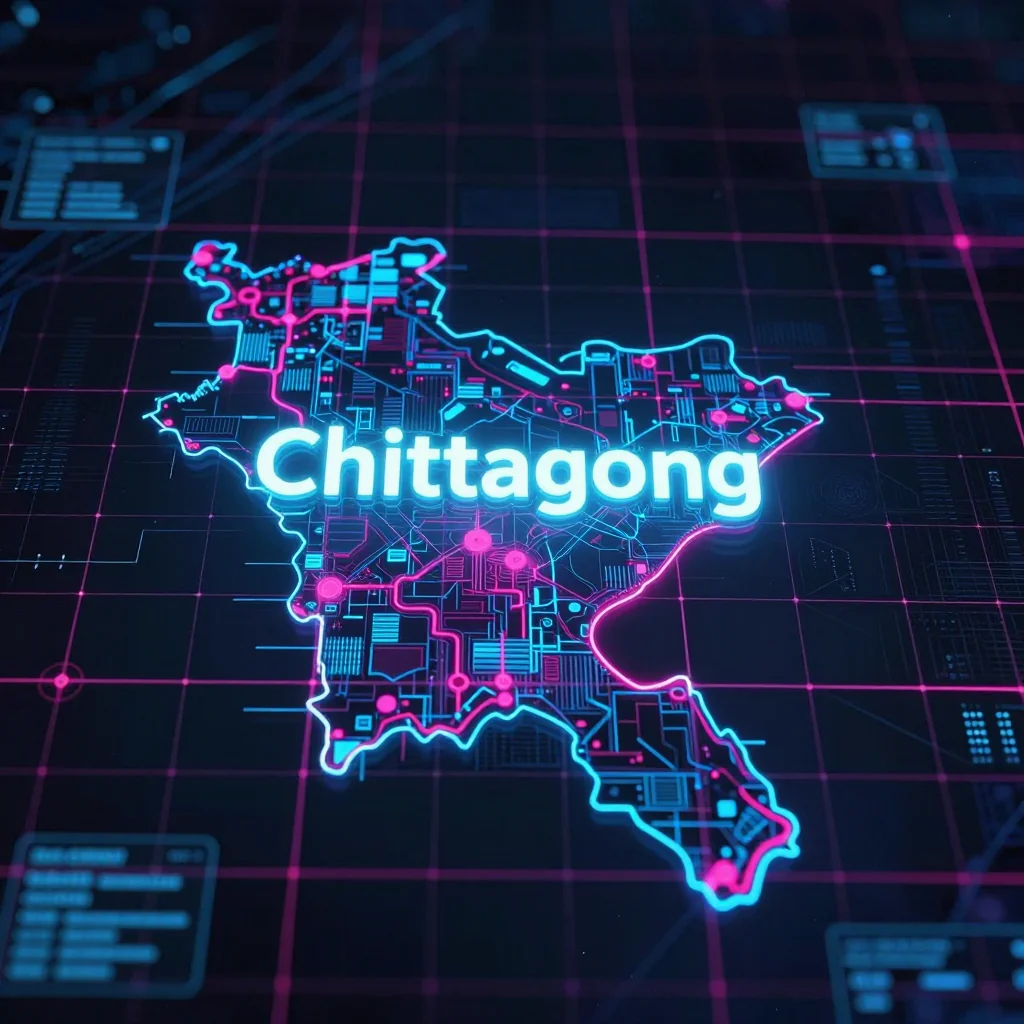 Chittagong, Bangladesh Cyberpunk Map