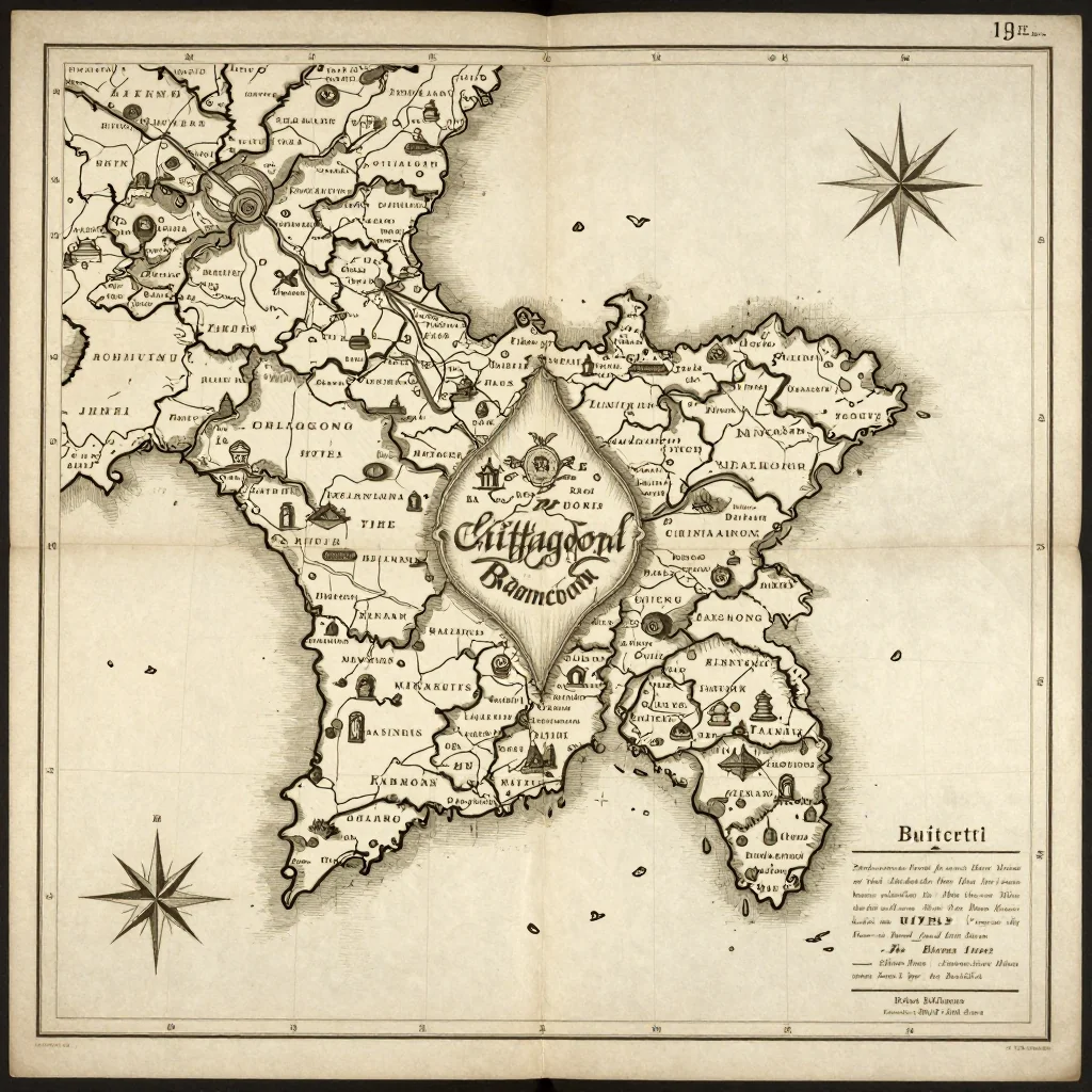 Chittagong, Bangladesh Vintage Map