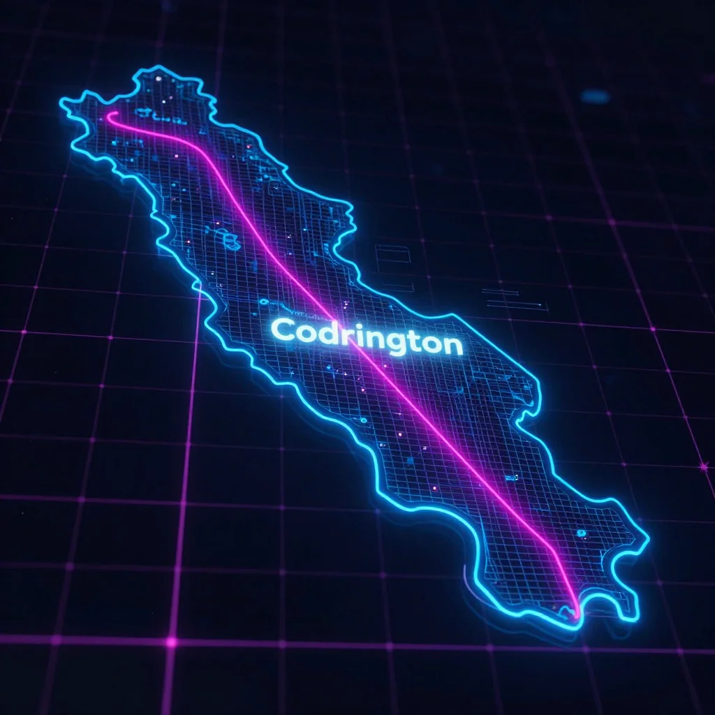 Codrington, Antigua and Barbuda Cyberpunk Map